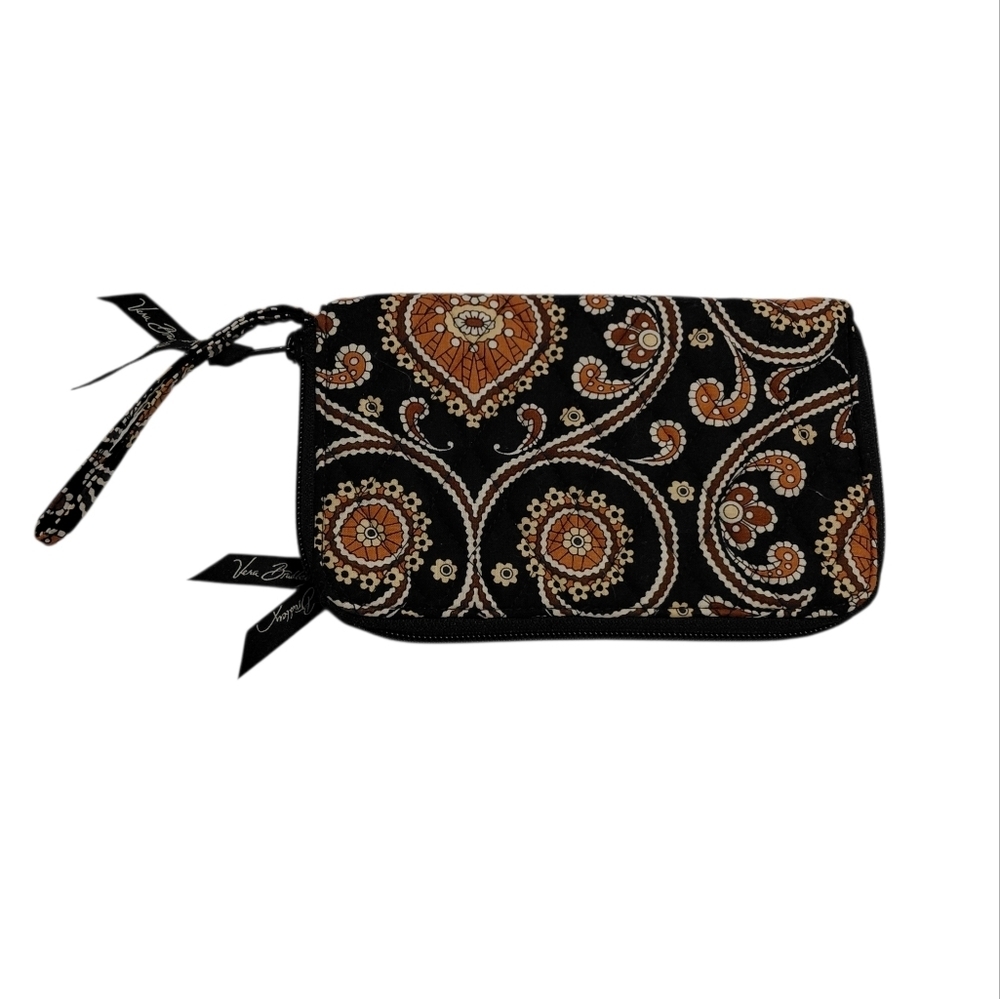 👜Vera Bradley Black Wallet with Brown and Cream Paisley Print